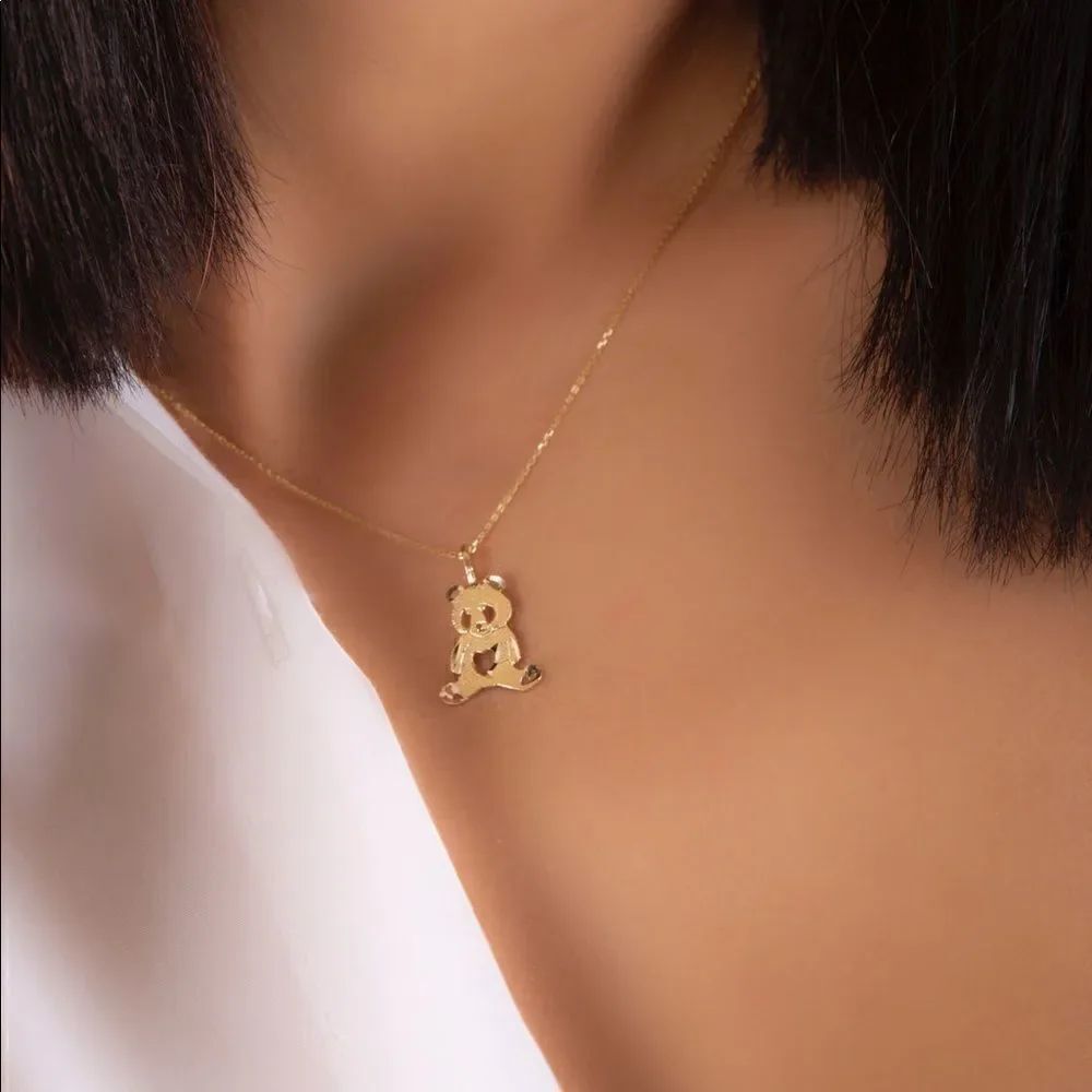 14k solid gold penda pendant perfect gift real gold panda charm